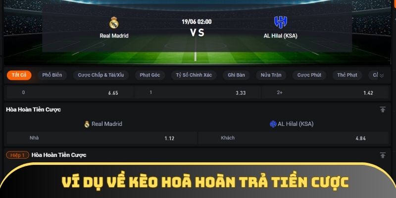 Ví dụ về 1 mã kèo hoàn tiền cược có thật tại 1 sảnh cược